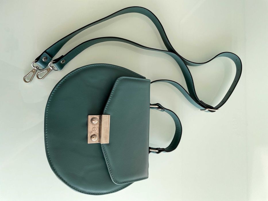 Vand poseta dama din PIELE NATURALA, verde turcoaz, noua