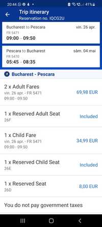Bilete avion Bucuresti Pescara Ryanair
