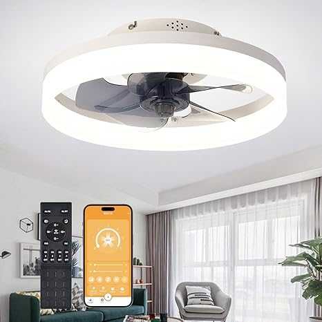 Lustra living VENTILATOR candelabru led plafoniera de tavan LEMN 40 CM