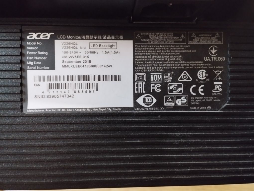 Монитор Acer v226hql