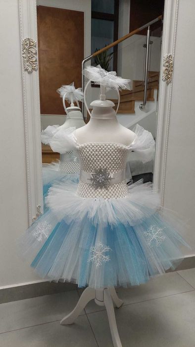 Rochita TUTU Fulg de nea  Fulg de zapada alba serbare iarna Craciun