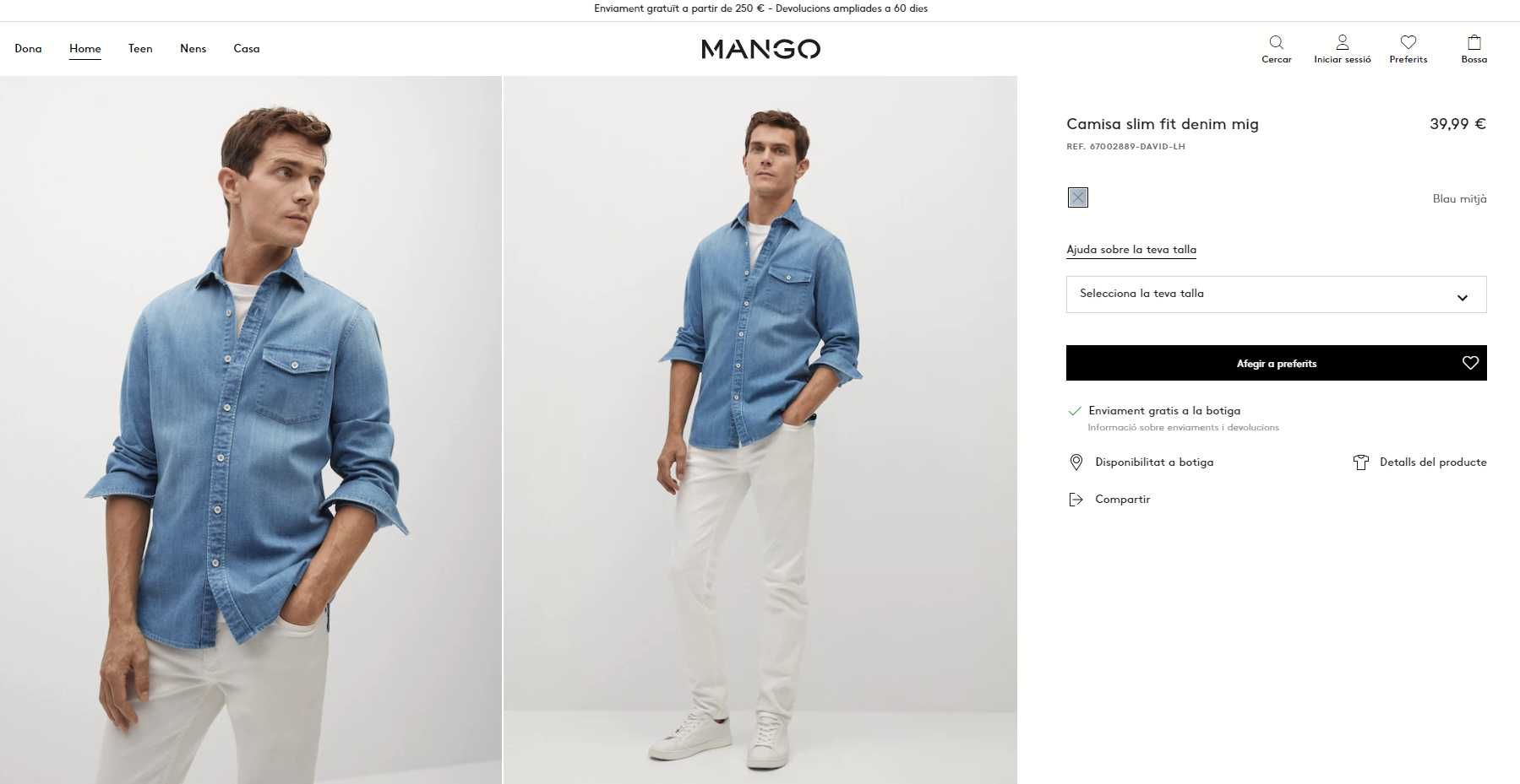 Camasa Denim Blugi Slim-Fit din bumbac marca MANGO