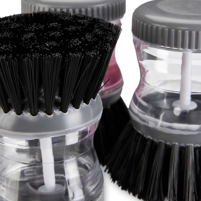 Perie de vase cu dispenser de detergent 60 ml cu peri duri gri