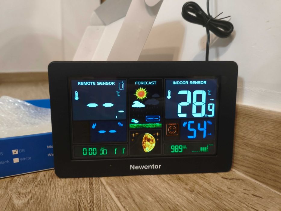 Stație meteo wirelesscu 3 senzori, prognoză meteo, ceas DCF, nouă