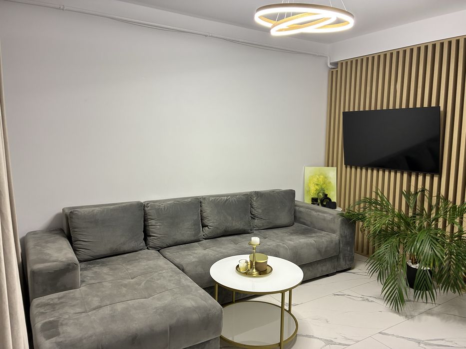 Canapea coltar 3 locuri catifea gri