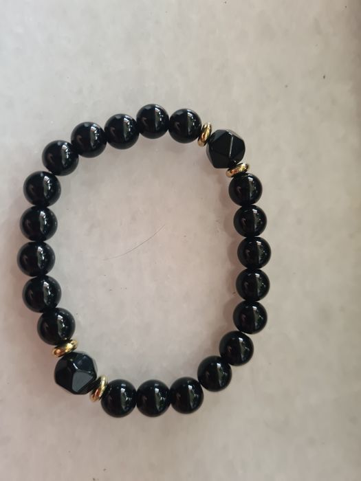 Brățară  De Cristal Negru De Turmalină Obsidiană
