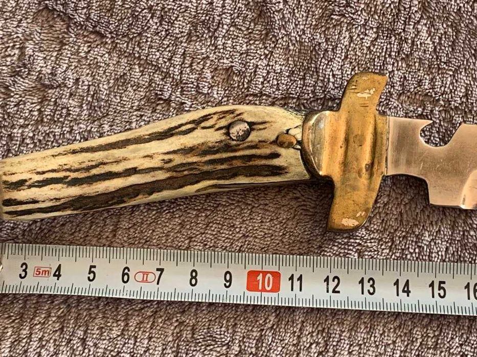 Красив кован български ловен нож с рогова дръжка-2
