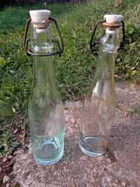 Комплект от две стари стъклени шишета от лимонада