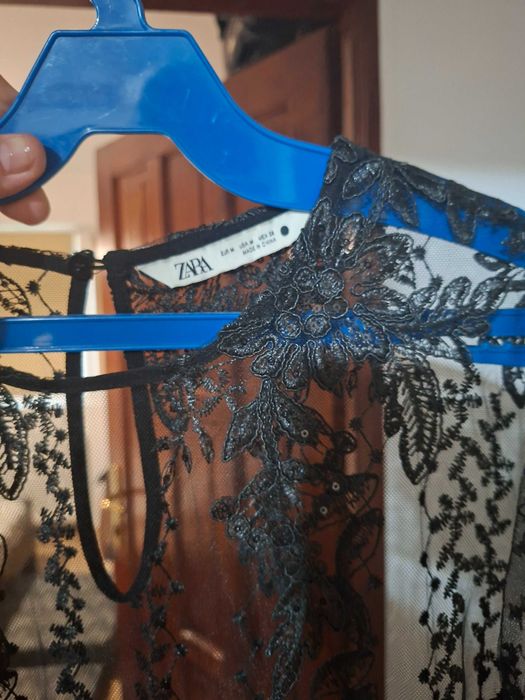 Rochie Zara neagra lunga,  cu dantela, marime 36