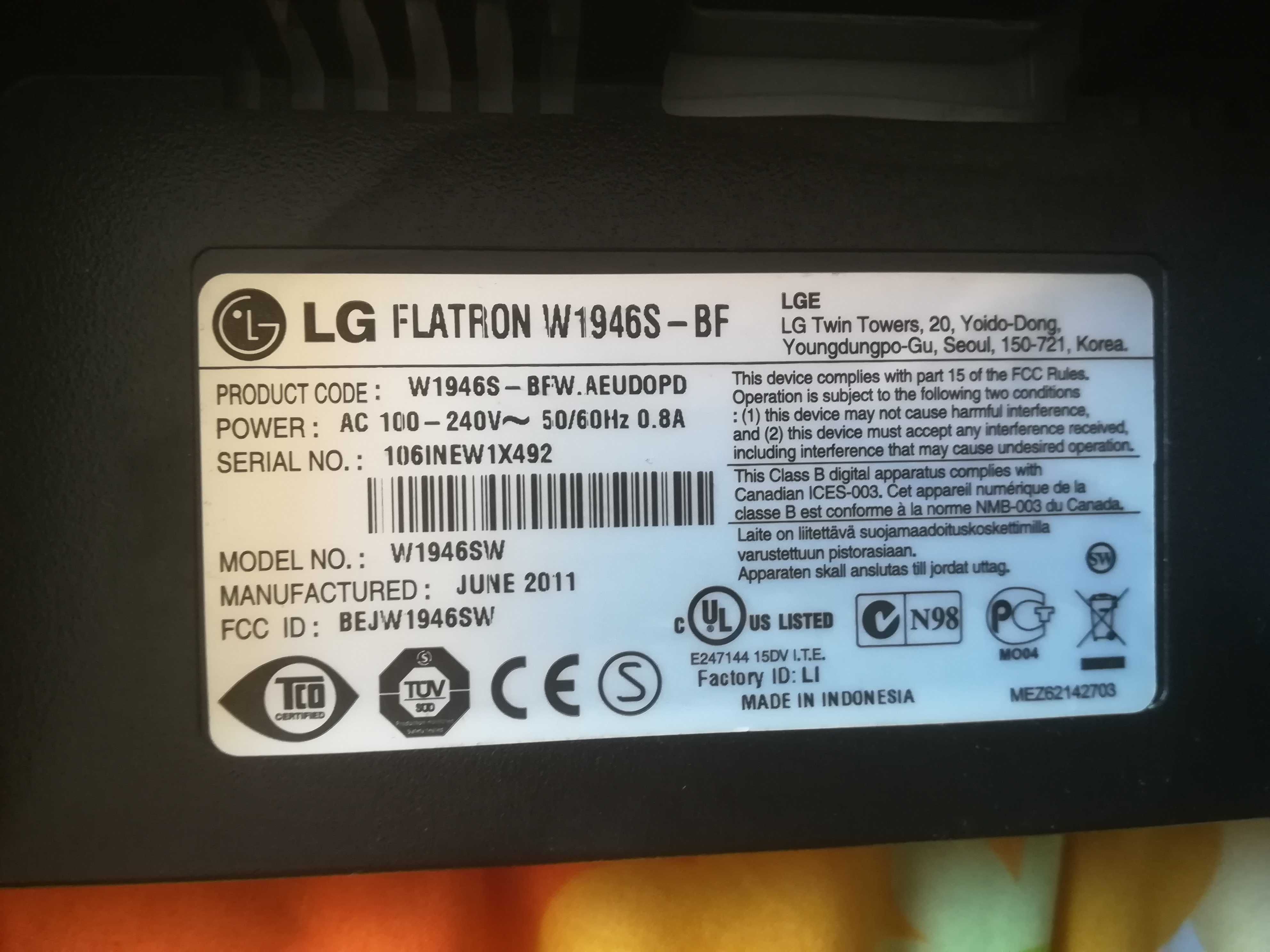 Monitor LG Flatron  19'' wide