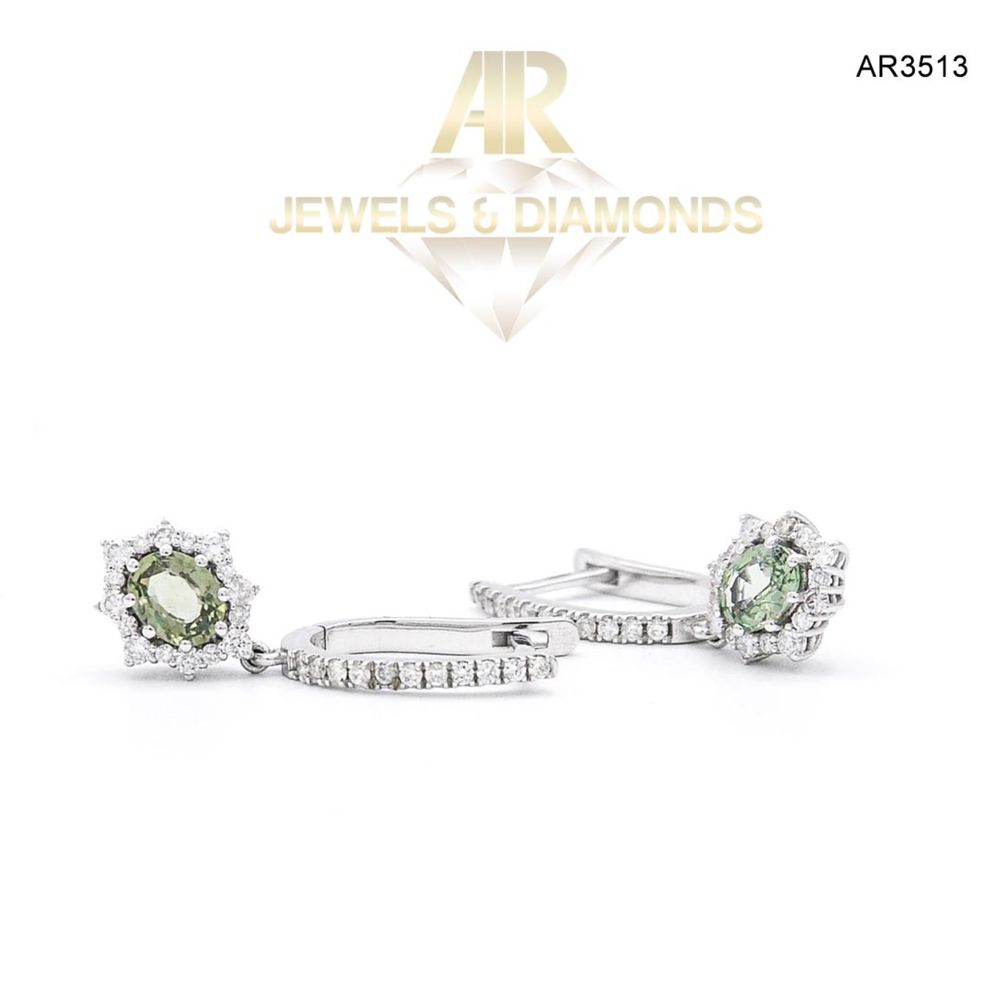 Cercei Aur Alb cu Diamante model nou ARJEWELS(AR3513)