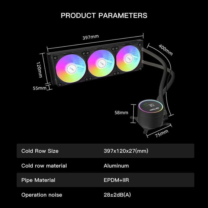 Cooler CPU AIO Coolleo ICE Fairy 360 Digital ARGB 300W TDP Intel AMD