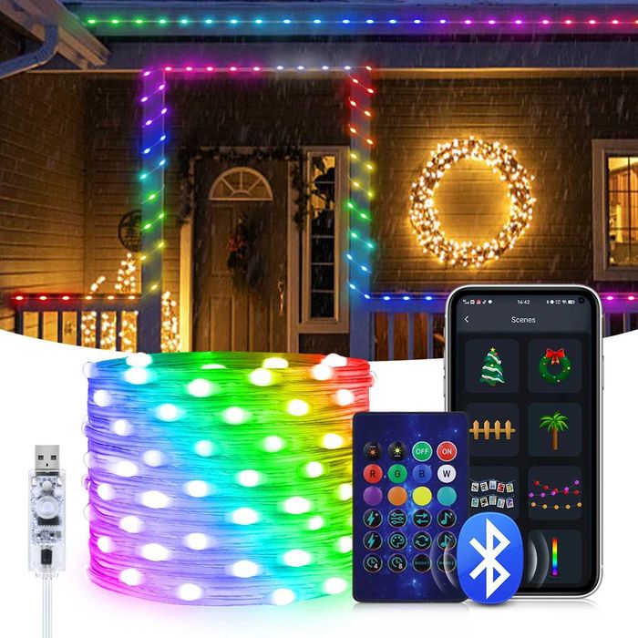 20M 5V RGBIC Colour LED цветна лампа за декорация на коледно дърво