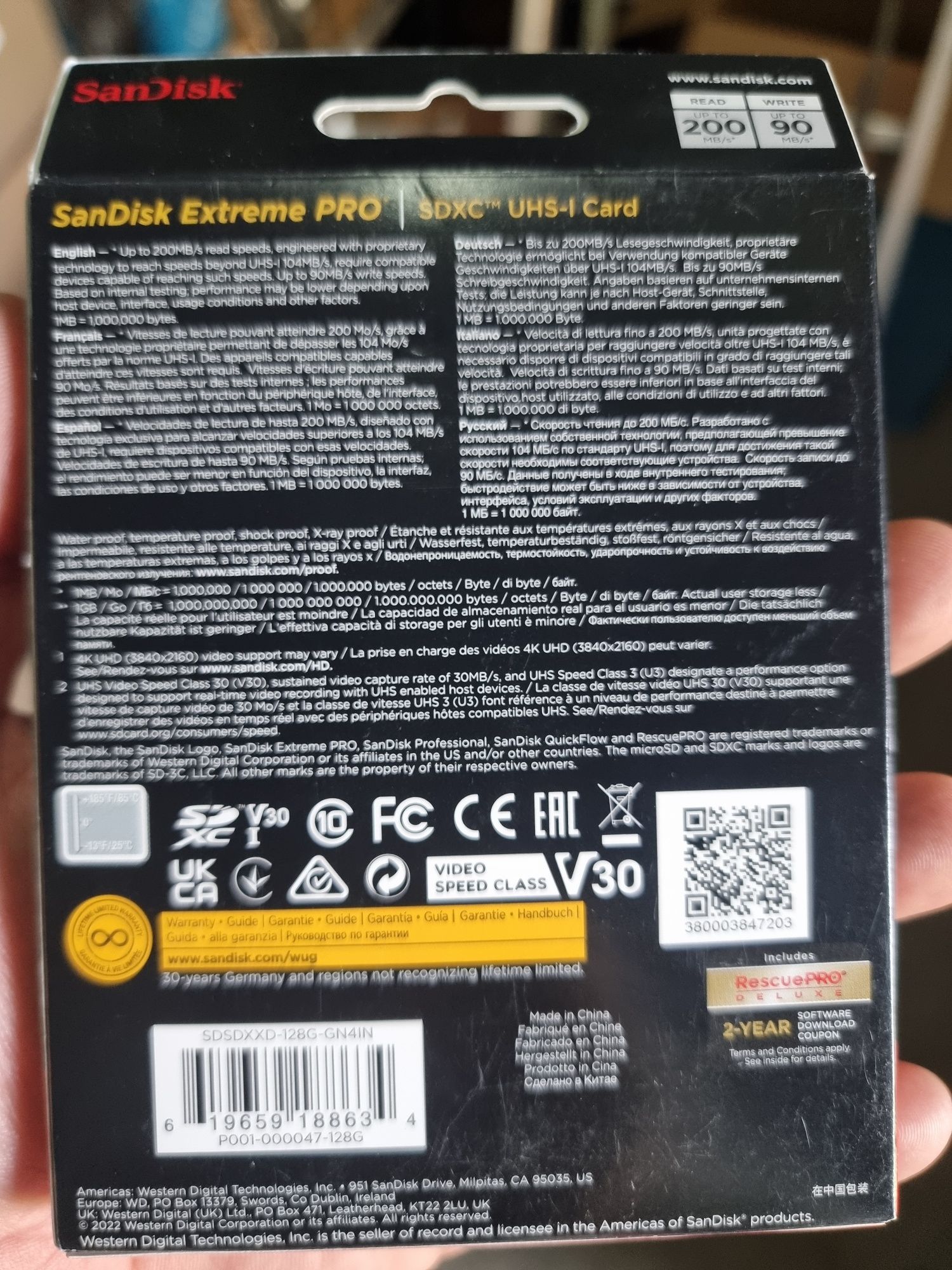 Card SanDisk EXTREME PRO SDXC 4K UHS-I 128gb 512gb V30 UHD