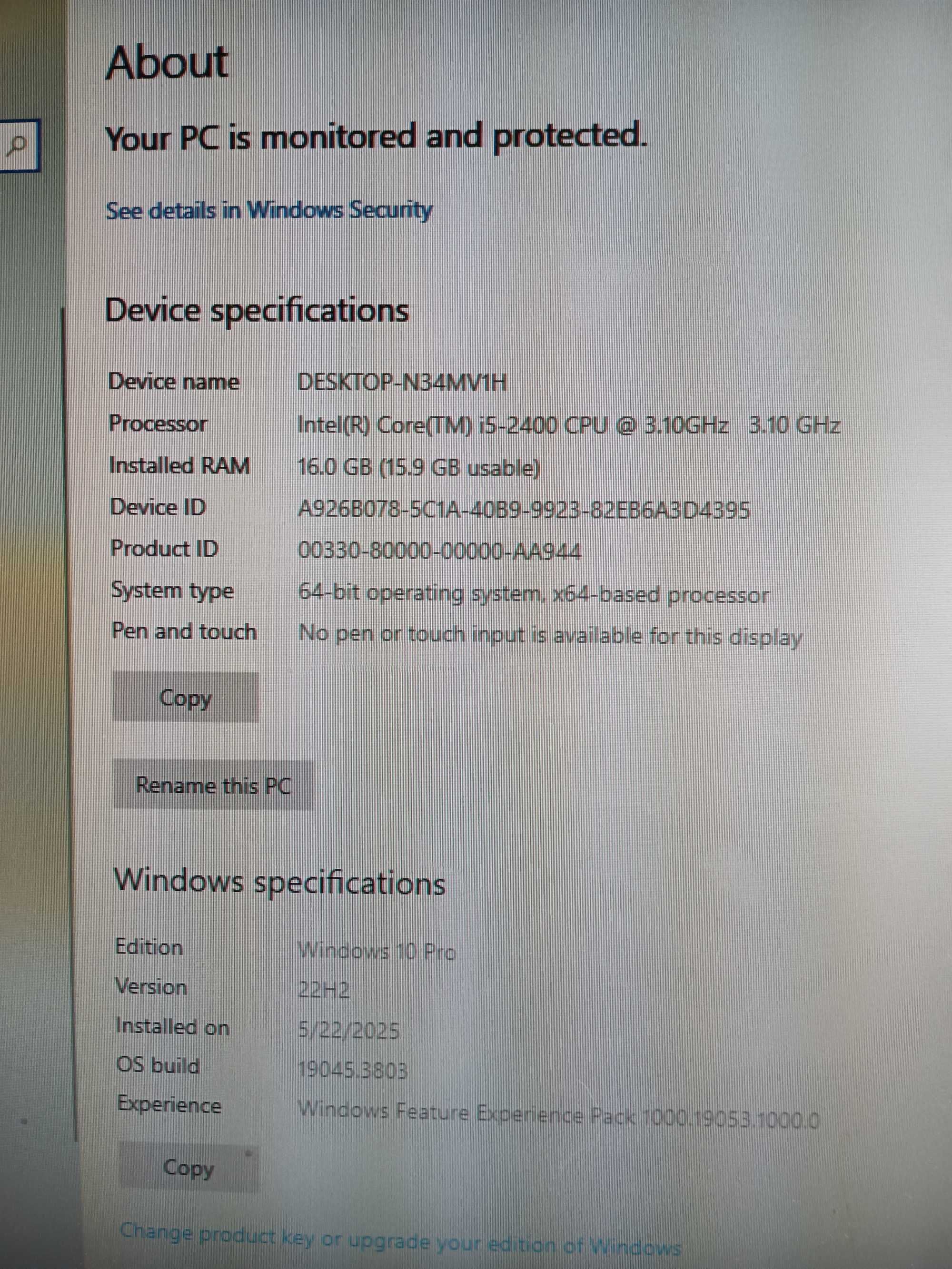 Настолен компютър HP, i5, 16GB RAM, 256GB SSD