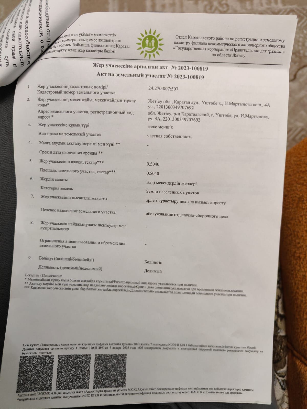 Срочно Продается участок в Уштобе