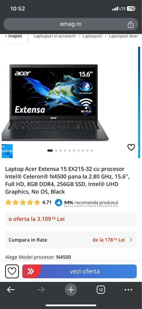 Vand laptop acer extansa 15