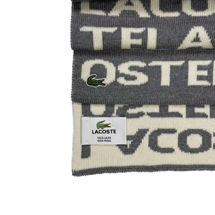 Унисекс шал Lacoste Wool Text Logo Grey Scarf