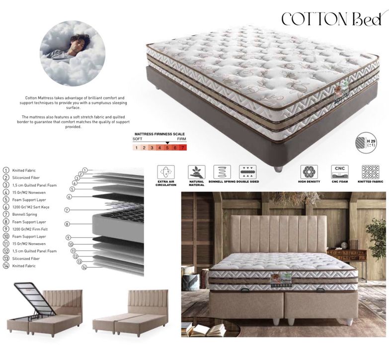 Тапицирана спалня Cotton Bed - Gold Cream