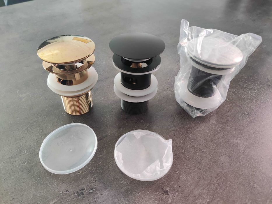 Supapa (ventil) lavoar click-clack cu preaplin negru si auriu