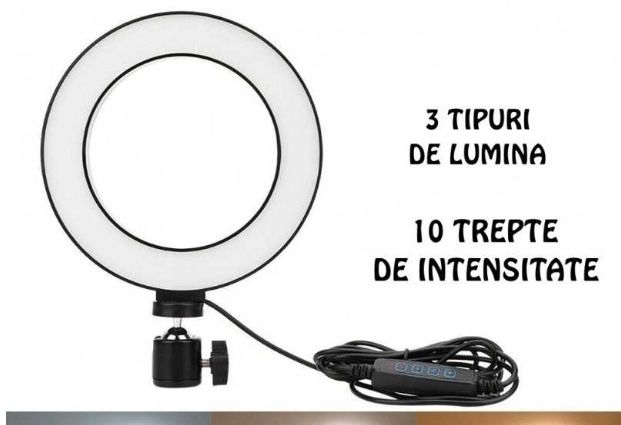 Lampa circulara LED cu trepied si suport de telefon, nou