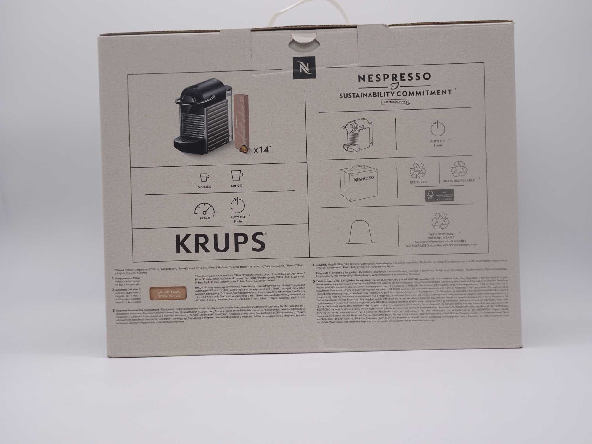 espressor Nespresso Krups Pixie XN304T10, 1260W, 19 Bar, 0.7L, Gri