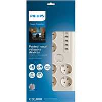 Prelungitor cu protectie PHILIPS SPN7060WA/58, 6 prize, 5 x USB, 2m.