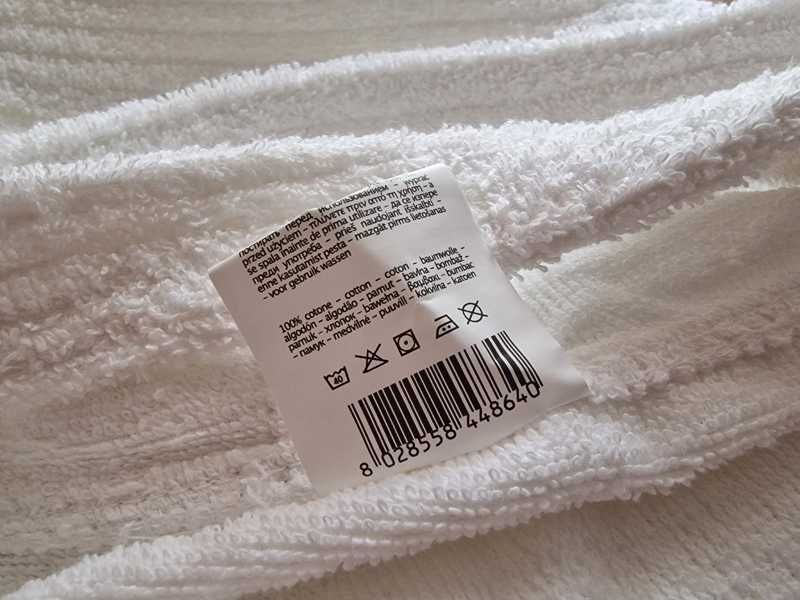 Халат за баня качулка джобове колан бяла хавлия 100% памук размер S
