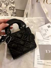 Geanta/Poșetă Christian Dior Mini Lady D-LITE BAG black 8x8cm
