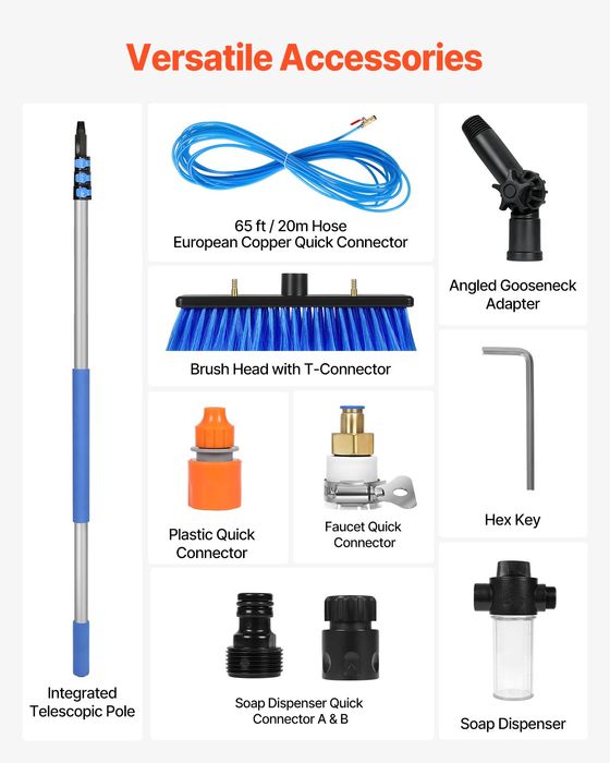 Kit Curatare Panouri Solare,Perie Rotativa 180°,6m