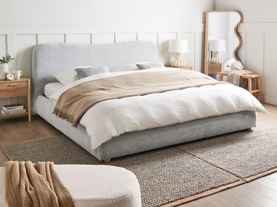 NOU Pat dormitor "BLAGNAC", 180/200cm, gri deschis