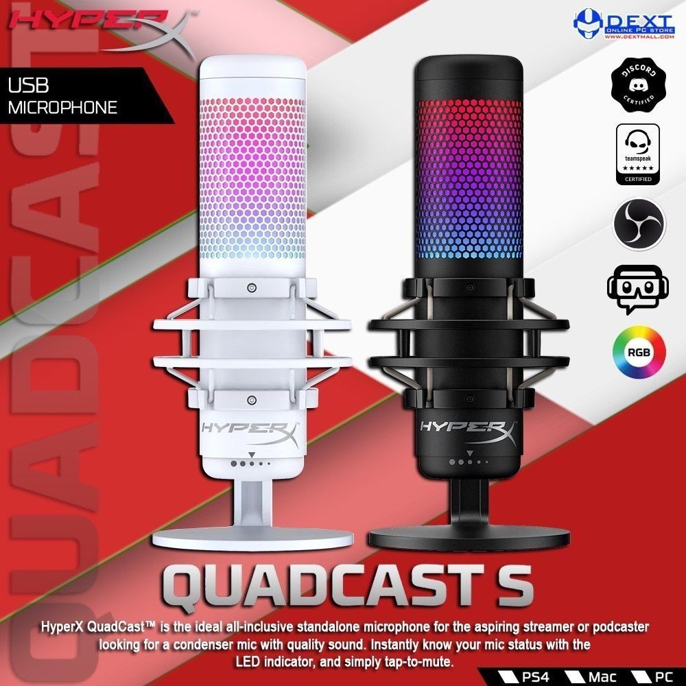 СКИДКА! Hyperx Quadcast S RGB White Микрофон (4 режима)
