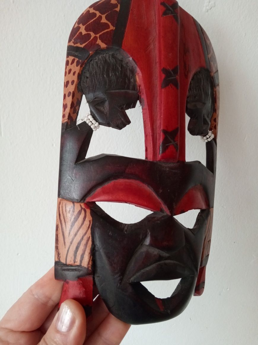 Mască africană din abanos Kenya , autentică