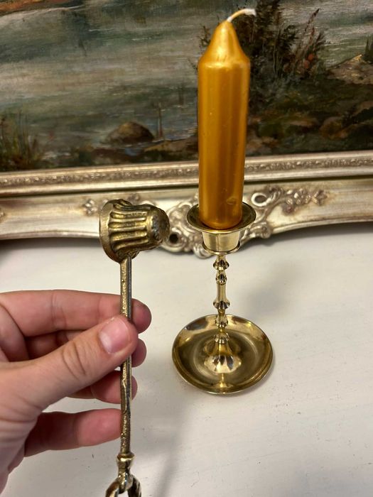 No531 Sfesnic bronz si stins lumanarea masiv 2 obiecte 184g 13-15 cm