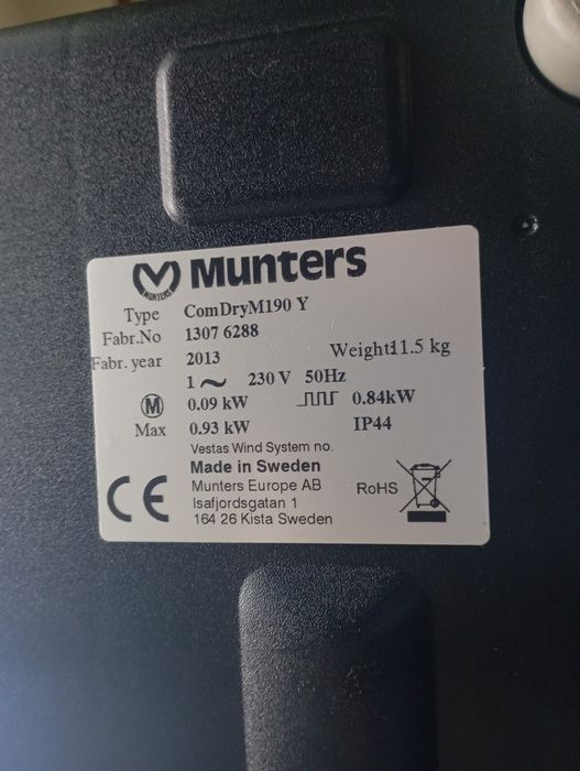 Dezumidificator Munters ComDry M190Y.
