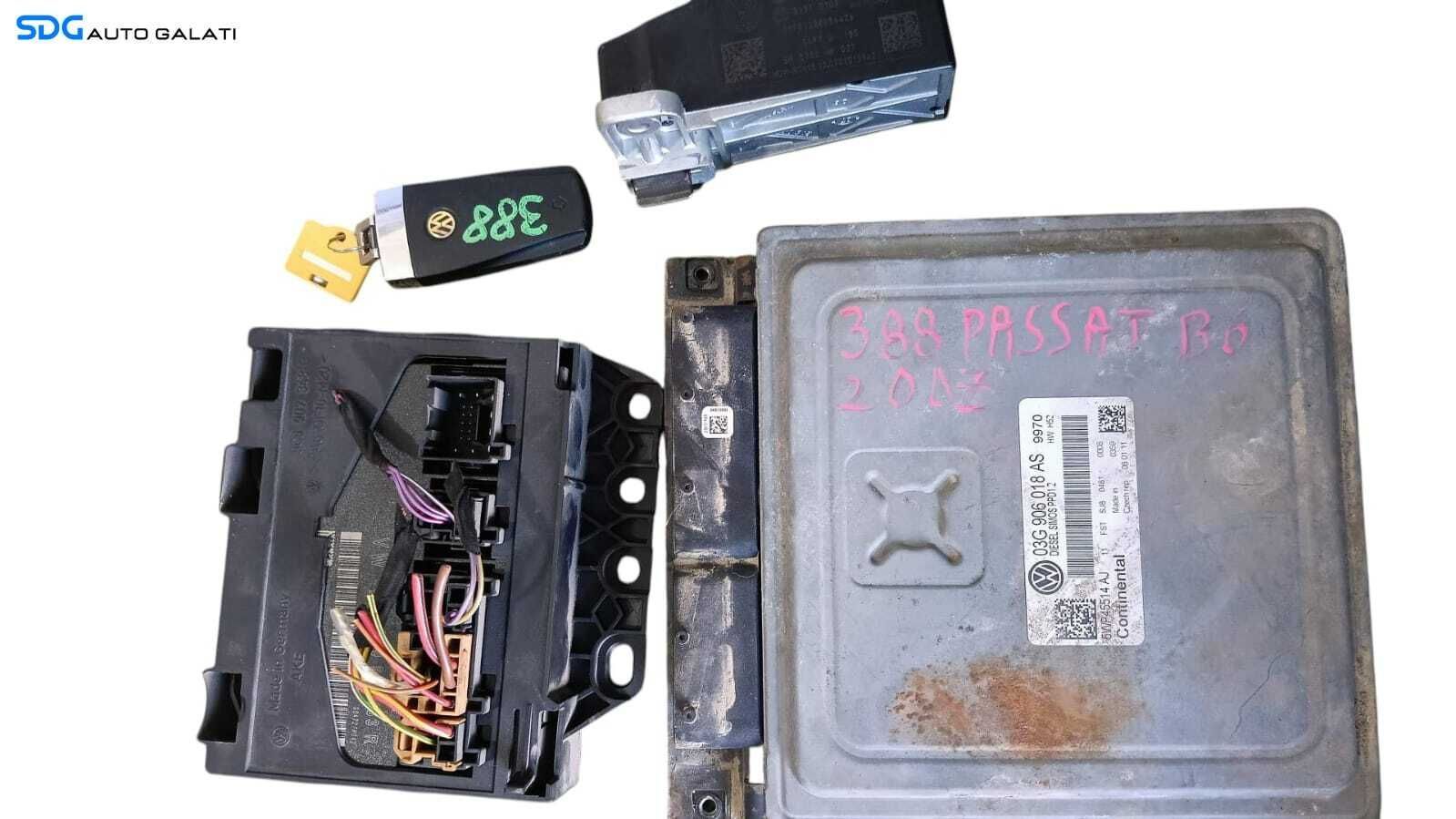Kit Pornire ECU Calculator Motor Cip Cheie si Imobilizator Volkswagen Passat B6 2.0 TDI BMR 2005 - 2010 Cod 03G906018AS 3C0959433R 3C0905861G [M8427]