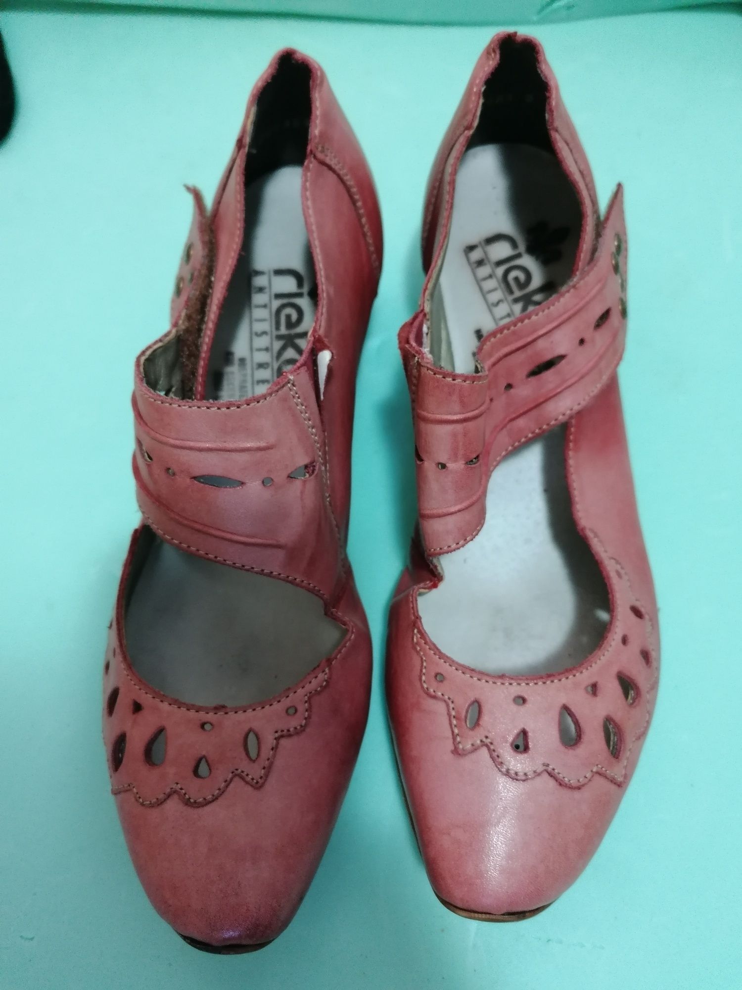 Pantofi piele, RIEKER, nr 38 G (picior lat)