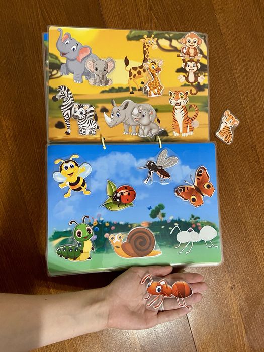 Тиха книга Montessori – занимателна книга на велкро за деца