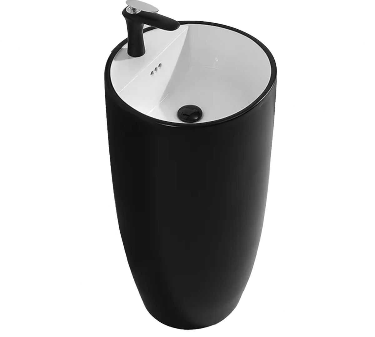 Lavoar stativ Negru exterior si Alb interior, montaj pe podea