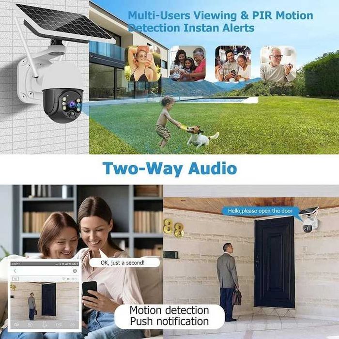 Соларна камера 4G SIM, Full HD1080p+5 MP+10X Zoom, 9W соларен панел