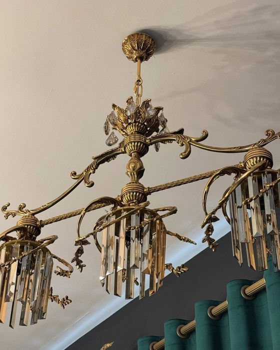 candelabru bronz masiv- cristal