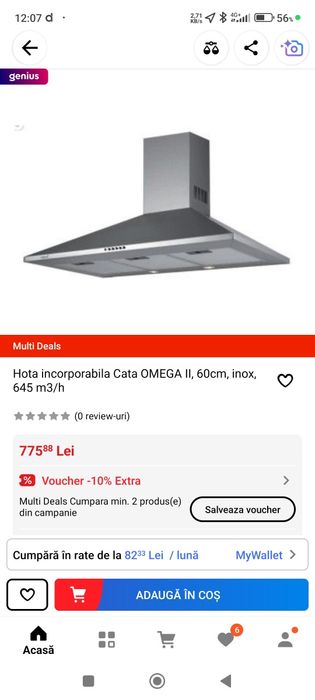 Hota inox Câtă. Hota este noua, nefolosită.