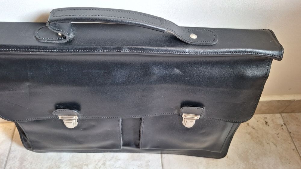 Промоция -50%. СОЦ Мъжка кожена чанта за документи от ест. кожа А4.