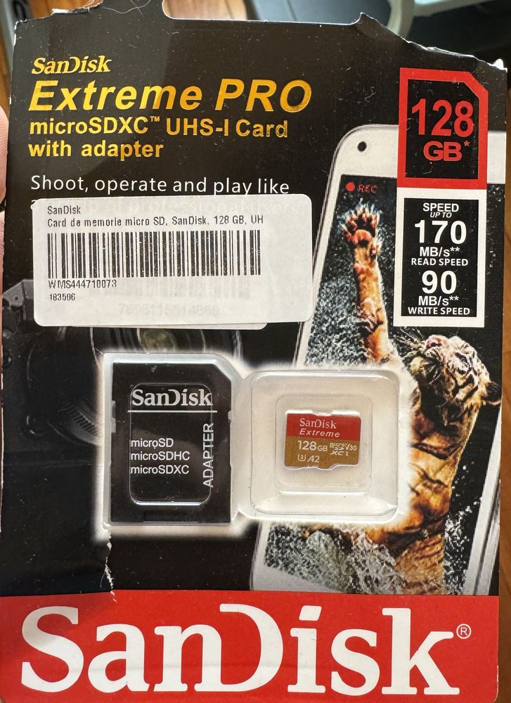Card de memorie micro SD, SanDisk, 128 GB, UHS-I U3