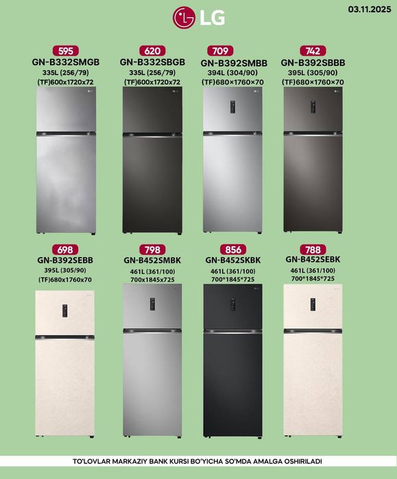 LG Холодилник Корея Индонезия Китай