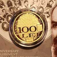 Monedă aur 100 lei 2013 proof BNR Societatea Junimea 6,45g tiraj 250