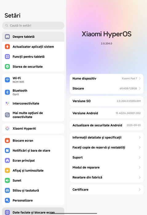 Xiaomi Pad 7, 8GB RAM, 128 GB Stocare