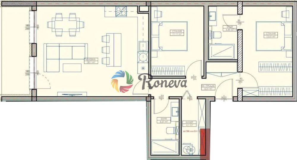 Просторен тристаен апартамент в нов проект кв. Кайсиева градина
