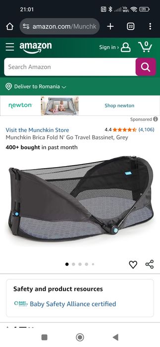 Vând pătuț pliabil portabil