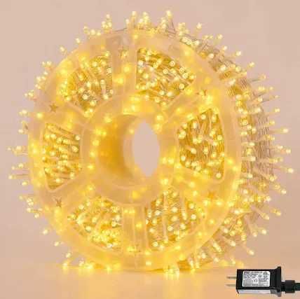 Външни коледни лампички 50м макара топла светлина с флаш 500 диода